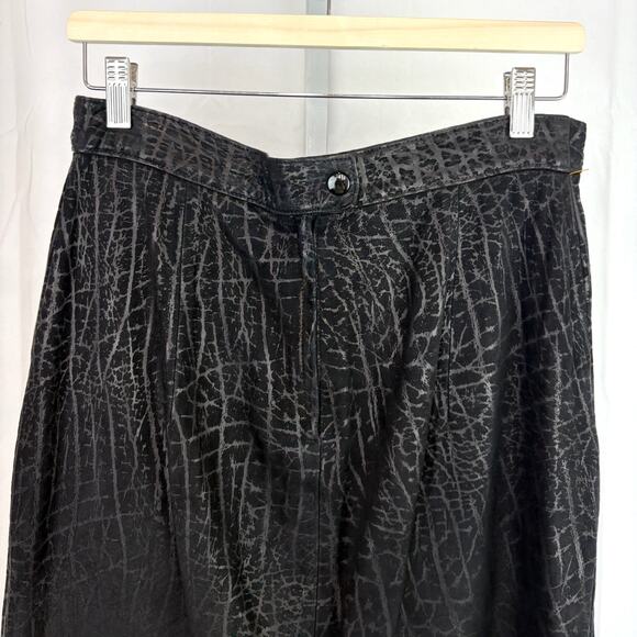 DERO Enterprises by Rocco  VTG 14 Patterned Leather Skirt A Line Midi Black M L - Picture 5 of 8